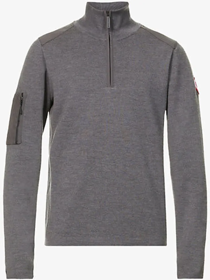 ens Iron Grey Stormont Half-zip Wool Jumper