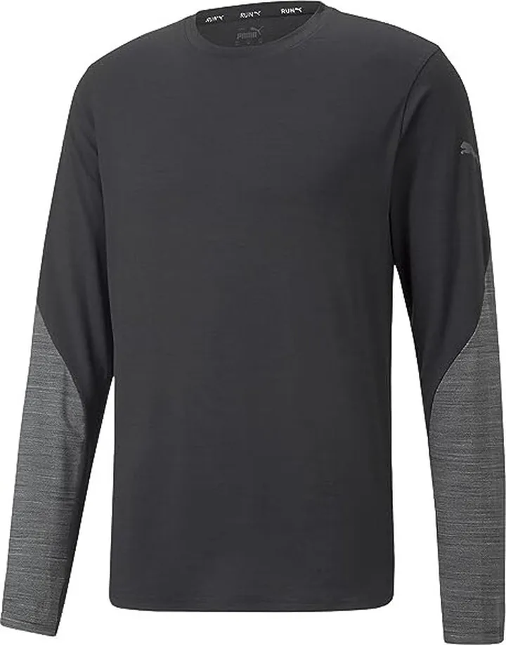 PUMA Run Cloudspun Long Sleeve (Puma Black Heather) Men's Clothing