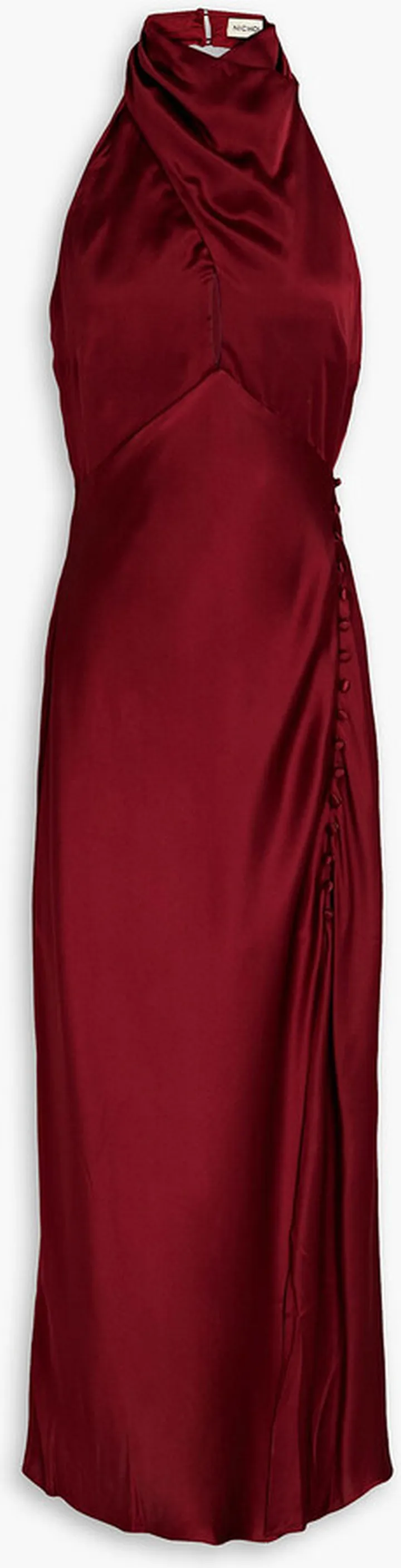 Cutout silk-satin halterneck midi dress