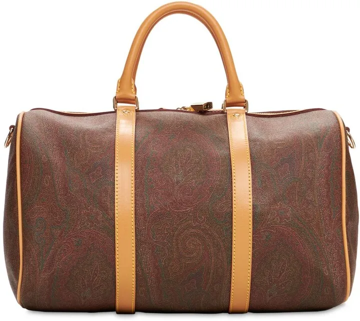 Paisley print coated cotton duffle bag