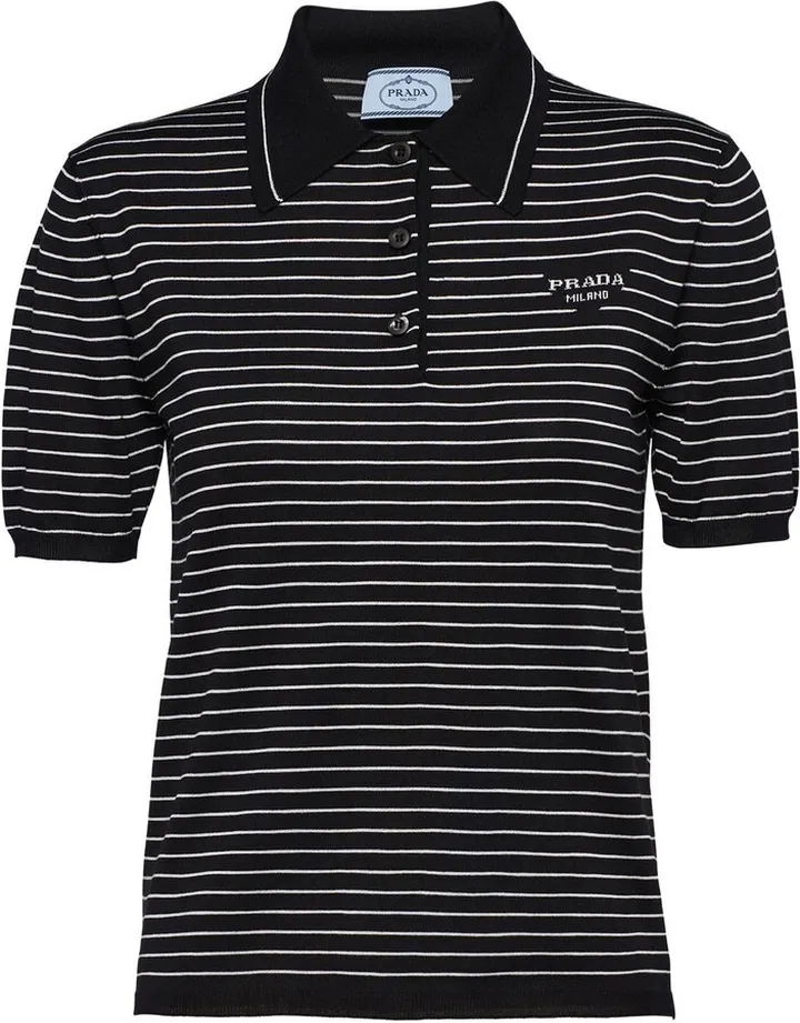 Striped Jersey Polo Top