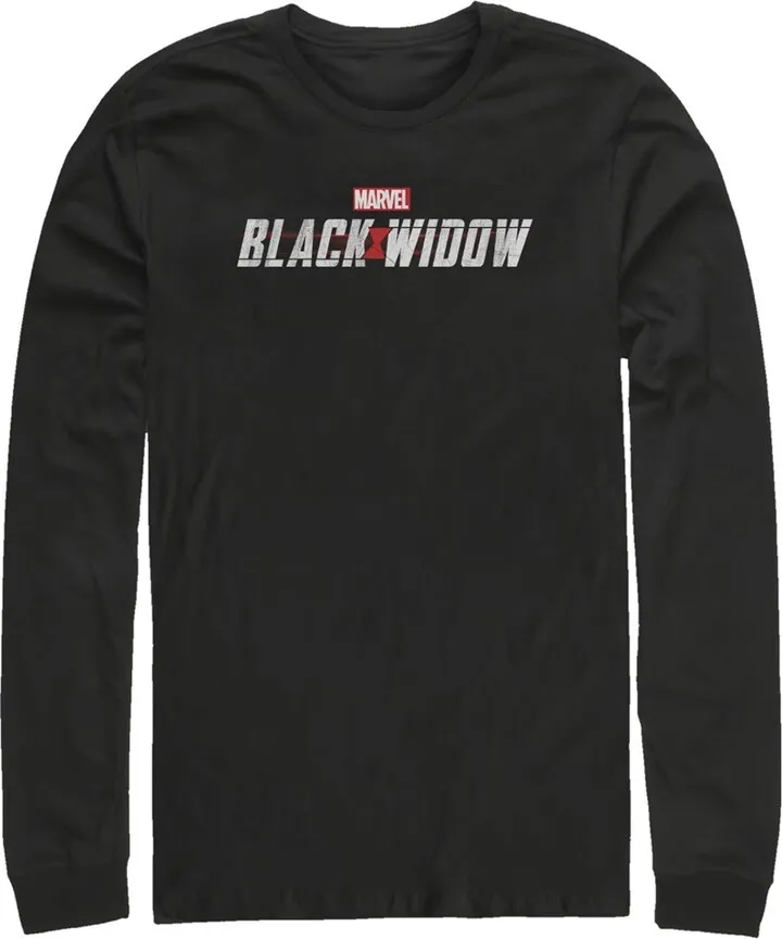 Men's Marvel Black Widow Movie Logo Long Sleeve Shirt - Black - Medium