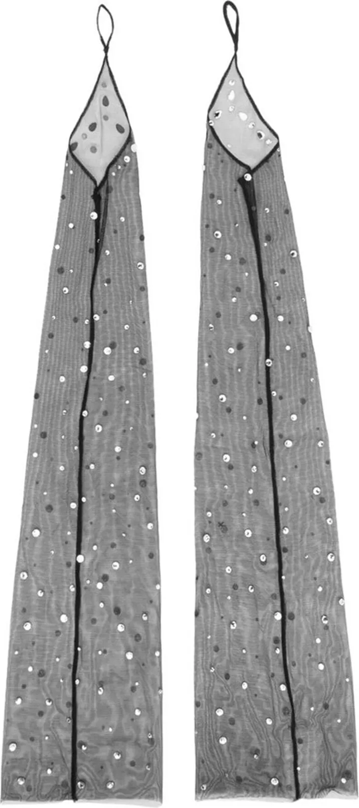 Elbow-Length Rhinestone-Embellished Fingerless Gloves