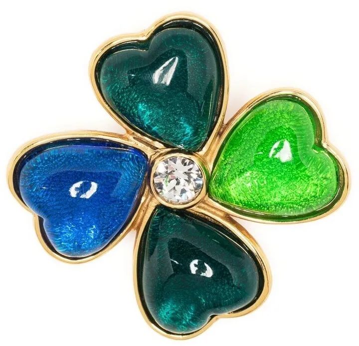 Shamrock crystal brooch