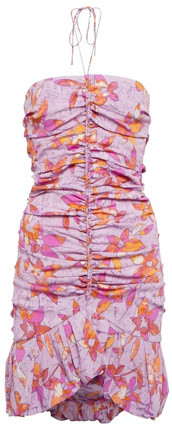 Stacy floral halterneck minidress