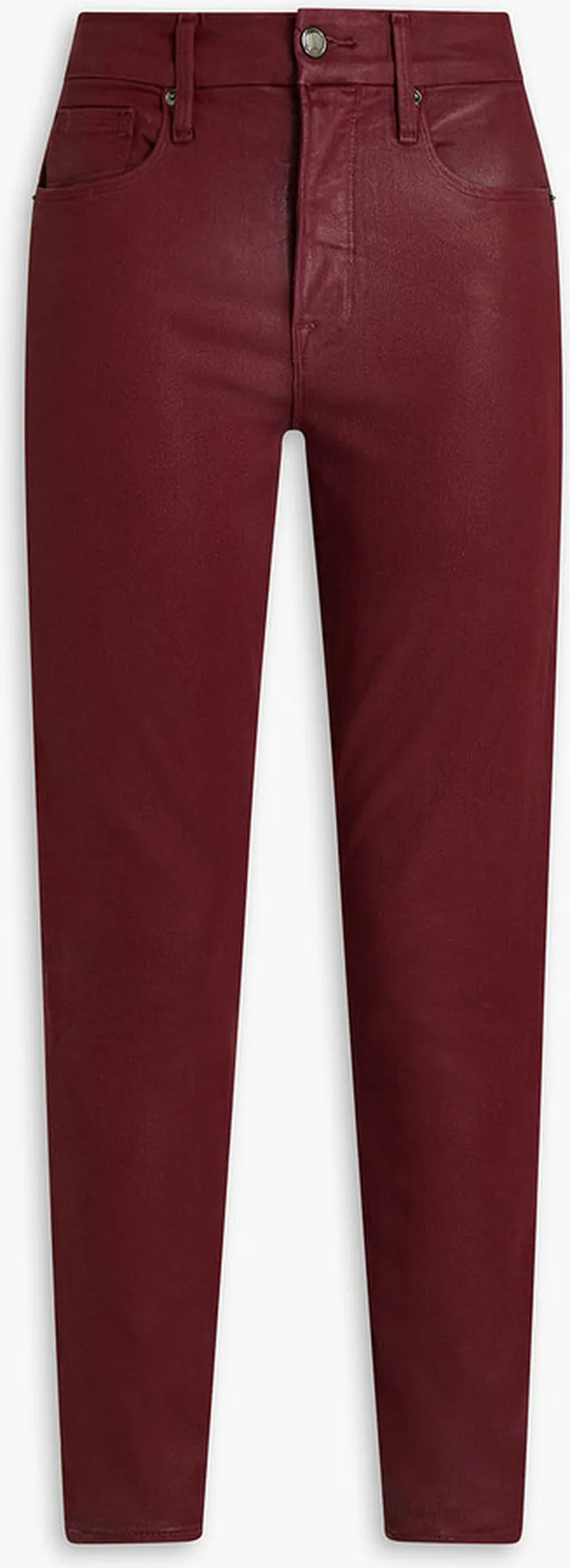 Coated mid-rise skinny jeans