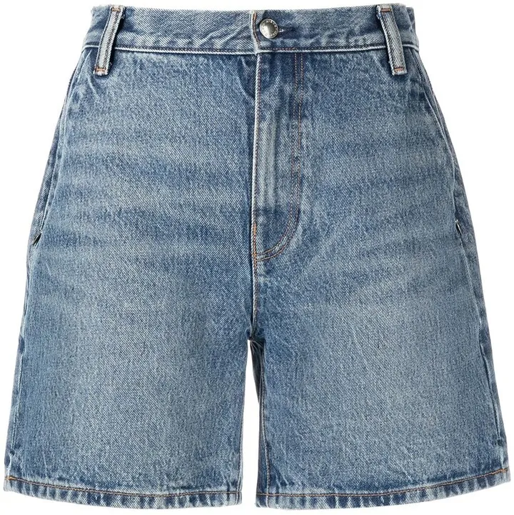 Thigh-Length Cotton-Denim Shorts