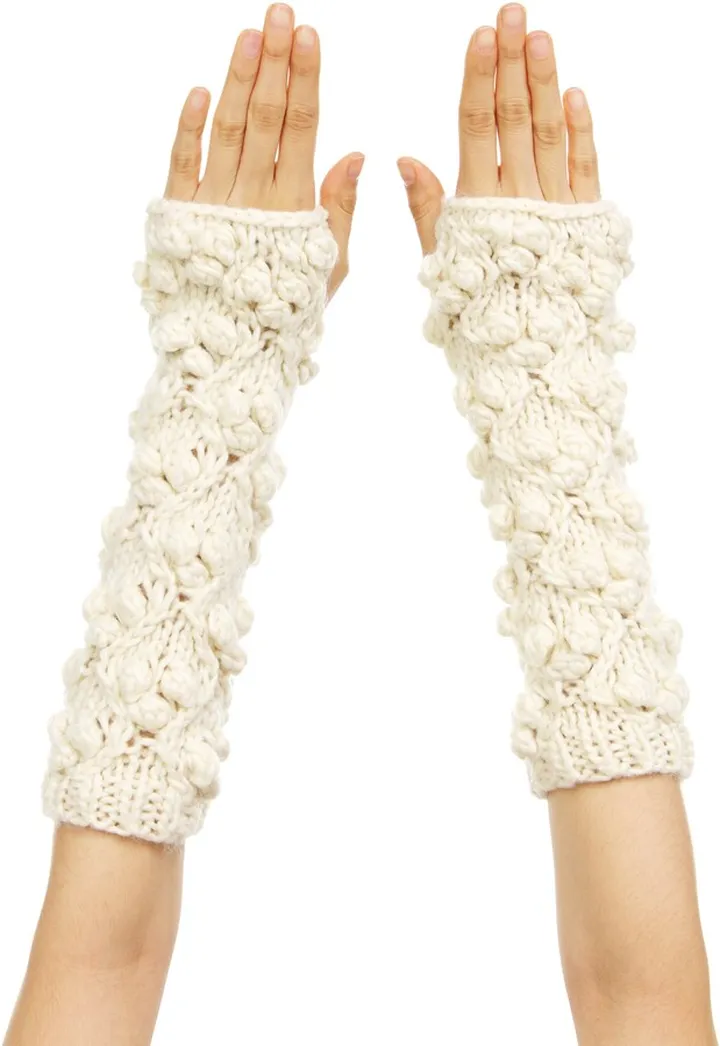Popcorn Knit Fingerless Arm Warmers