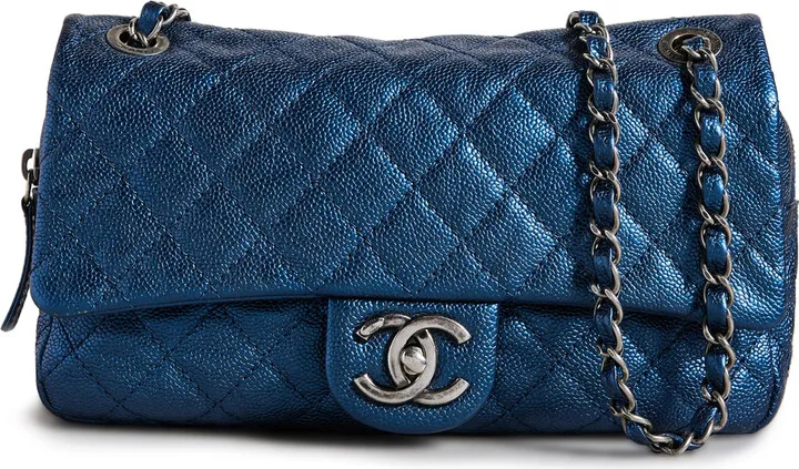 What Goes Around Comes Around Chanel Blue Caviar Easy Flap M Bag