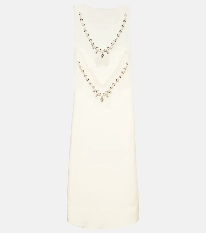 Embellished tulle-paneled midi dress