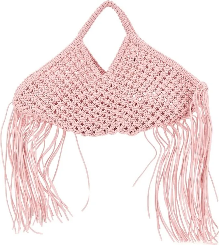 Yuzefi Fringed Woven Basket Bag