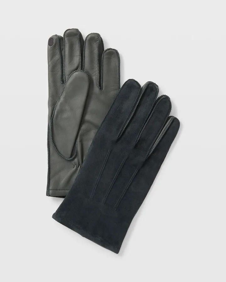 Tech-Enabled Suede Blocked Gloves