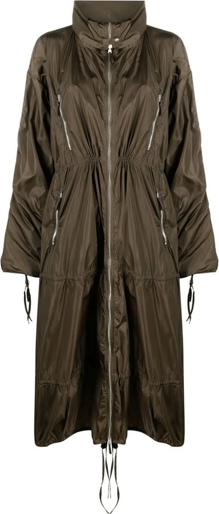 long gathered A-line coat