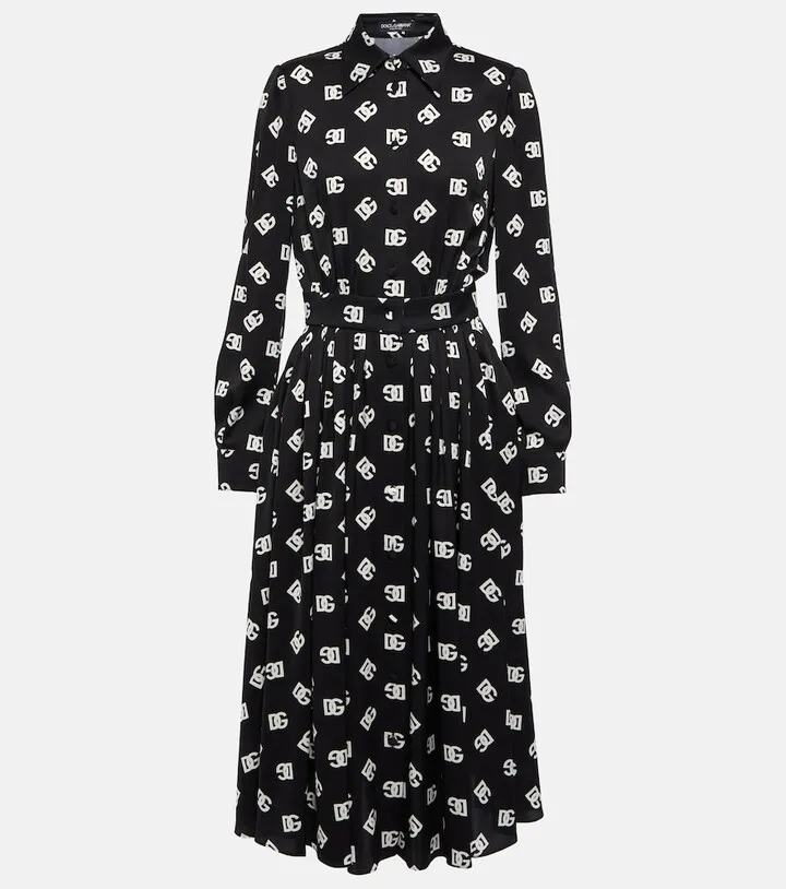 Logo silk-blend midi dress