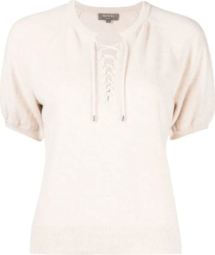 Lace-Up Detailing Cashmere Top