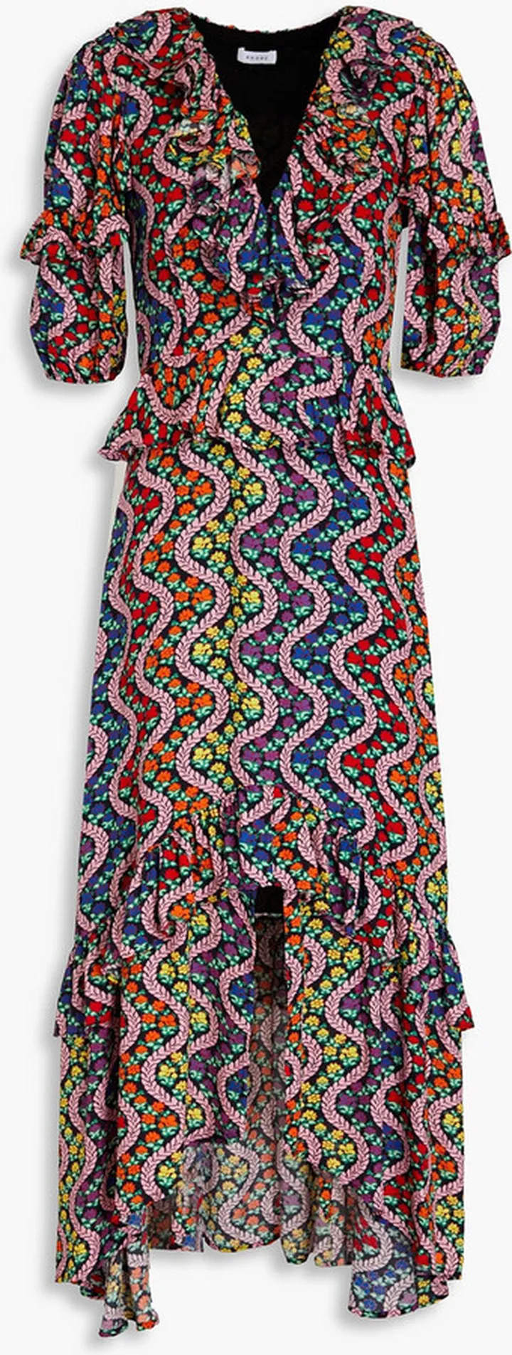Adele ruffled printed crepe de chine dress