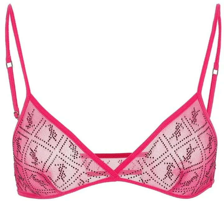 Saint Laurent Monogram Embellished Tulle Bra