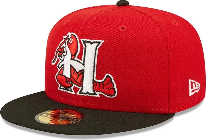 Men's New Era Red Hickory Crawdads Authentic Collection Team Home 59FIFTY Fitted Hat