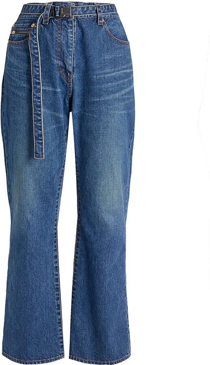 Belted Boot-Cut Jeans