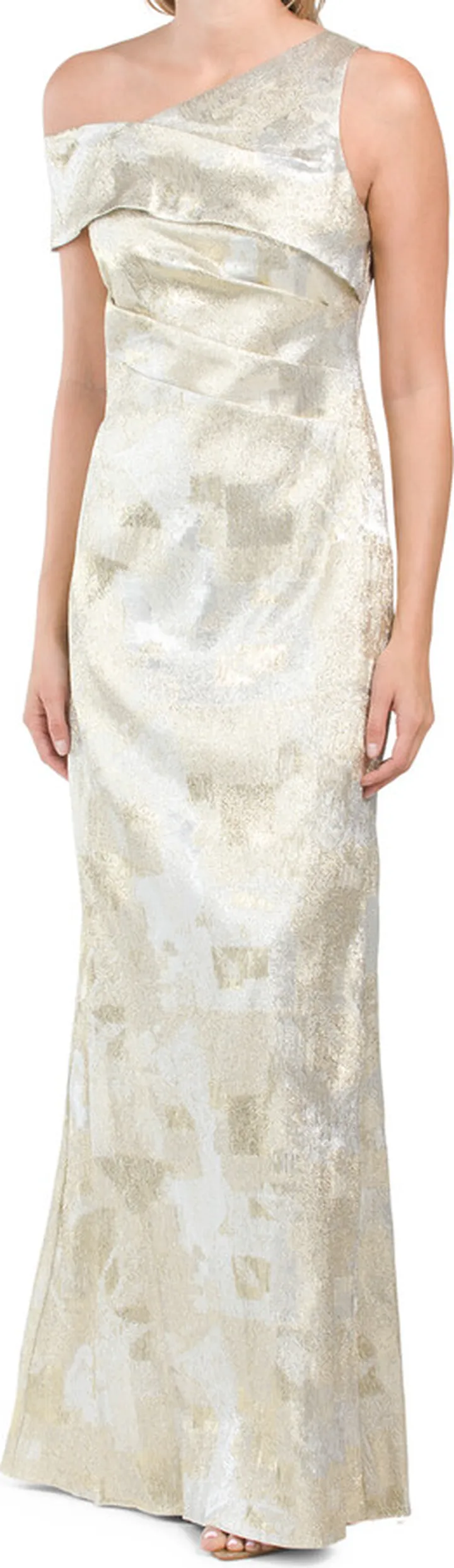 One Shoulder Jacquard Gown