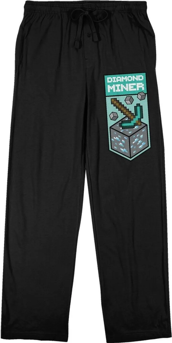 Minecraft Diamond Miner Men's Black Sleep Pajama Pants-3XL