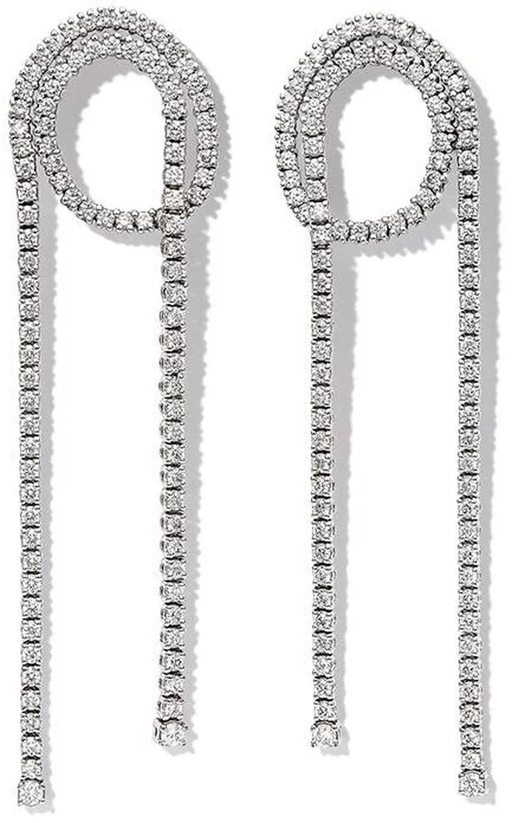 18kt white gold Loop Tennis diamond drop earrings