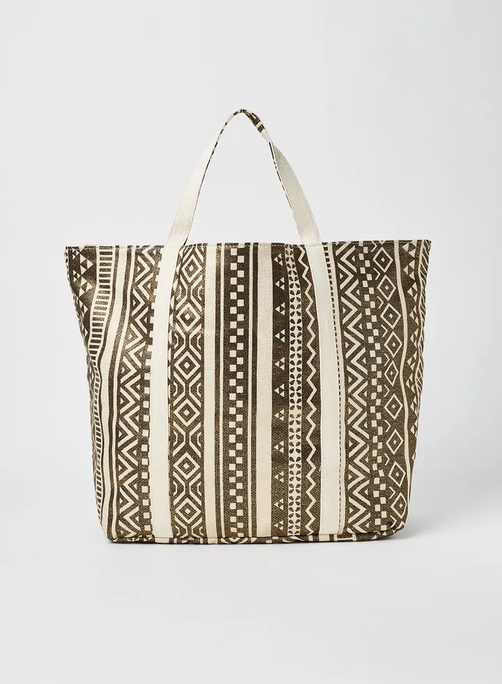 Printed Canvas Tote Bag Nature Green