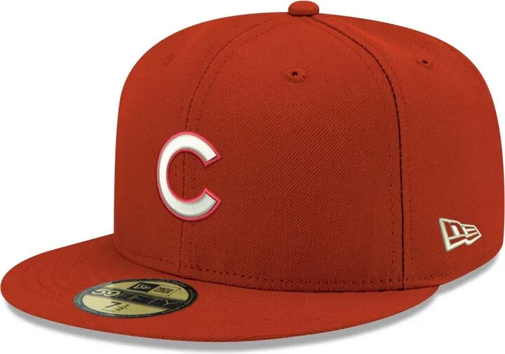 Men's Red Chicago Cubs Logo White 59FIFTY Fitted Hat