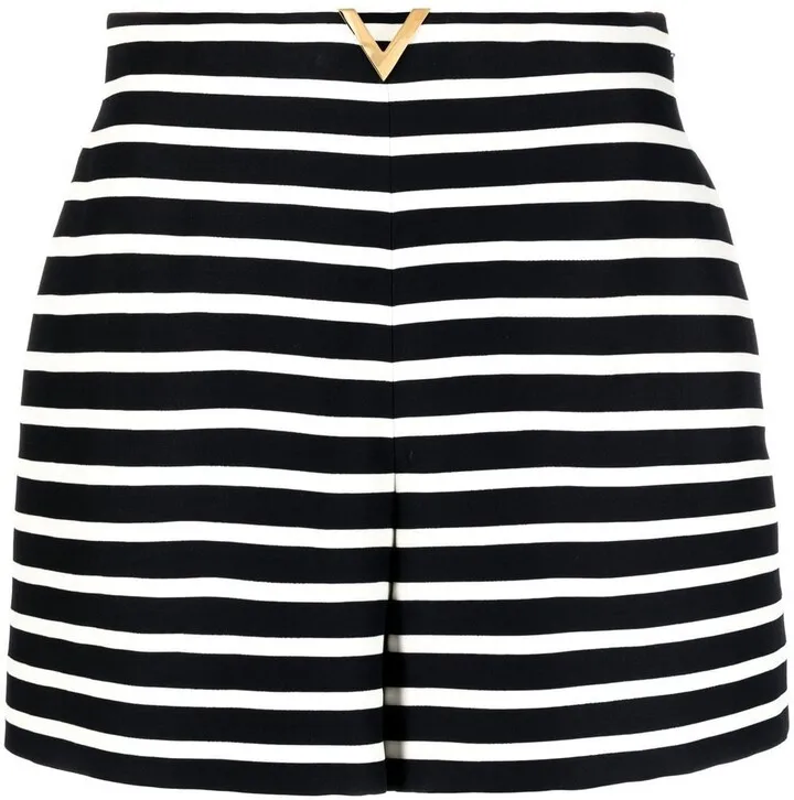 striped V-logo tailored shorts