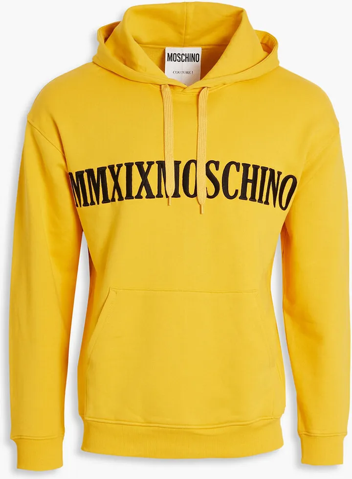 Embroidered French cotton-terry hoodie