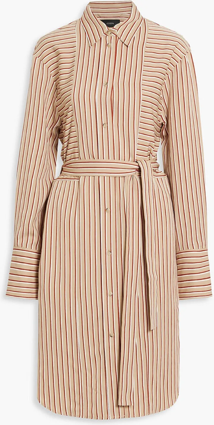 Daxtona belted striped twill shirt dress