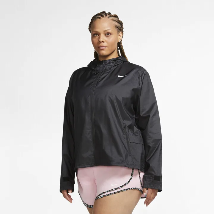 Nike Women's Essential Running Jacket (Plus Size) in Black