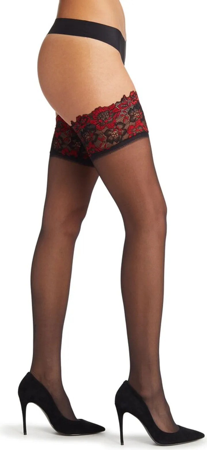 Floral Lace Top Sheer Stockings