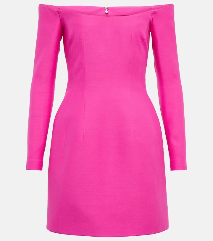 Off-shoulder crepe minidress