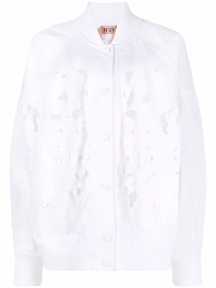 Floral Cut-Out Bomber Jacket