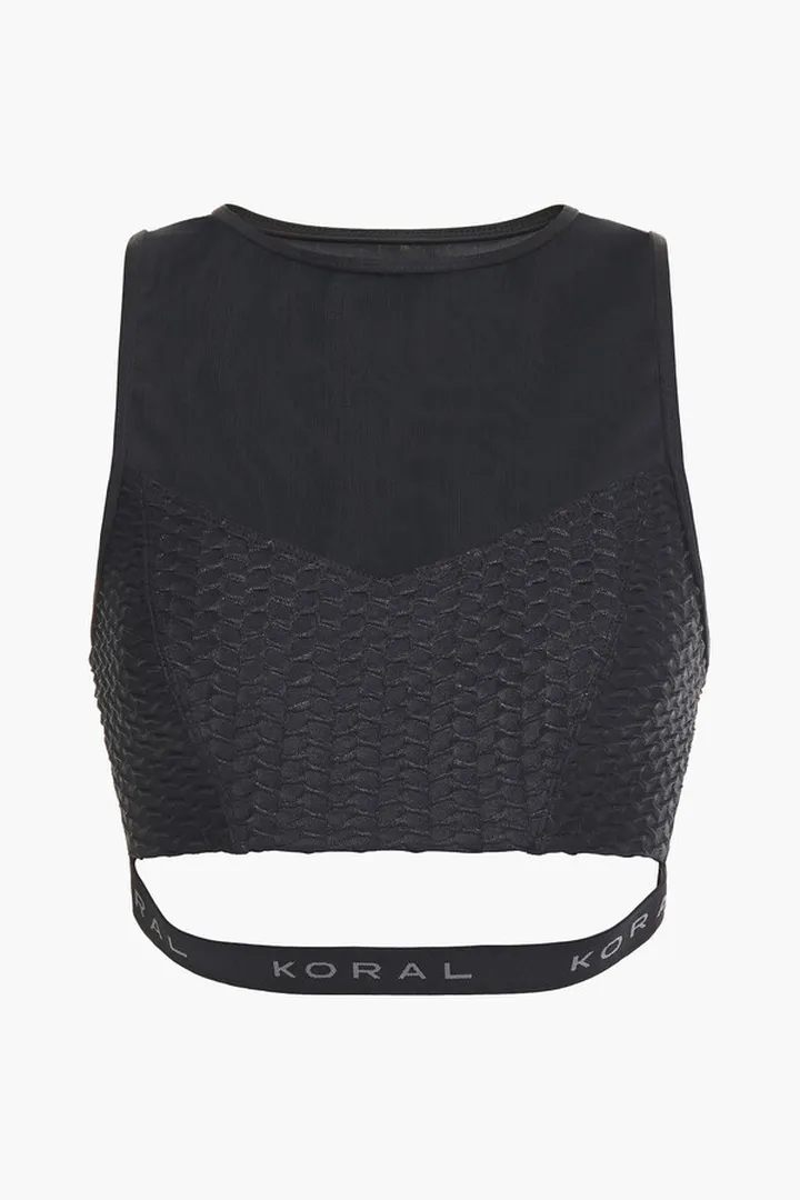 Meia stretch-jacquard and mesh sports bra