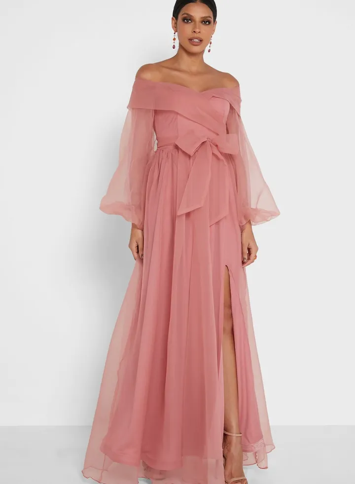 Off Shoulder Slit Dress