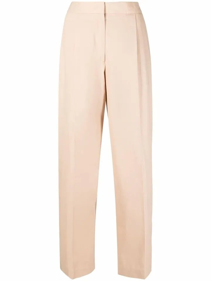 High-Waisted Cotton Trousers