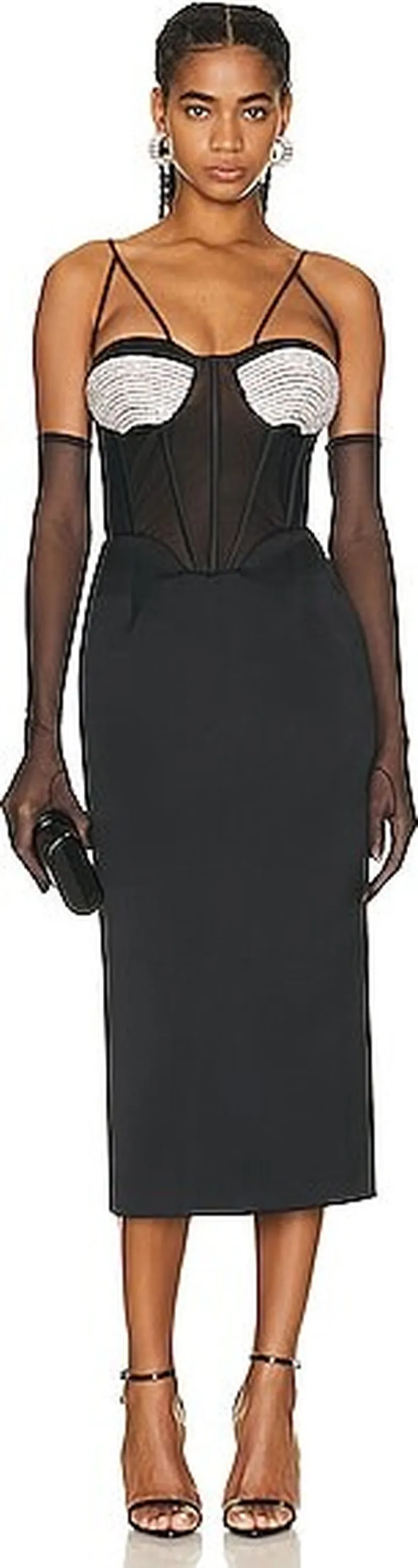 MARIANNA SENCHINA Bustier Midi Dress in Black