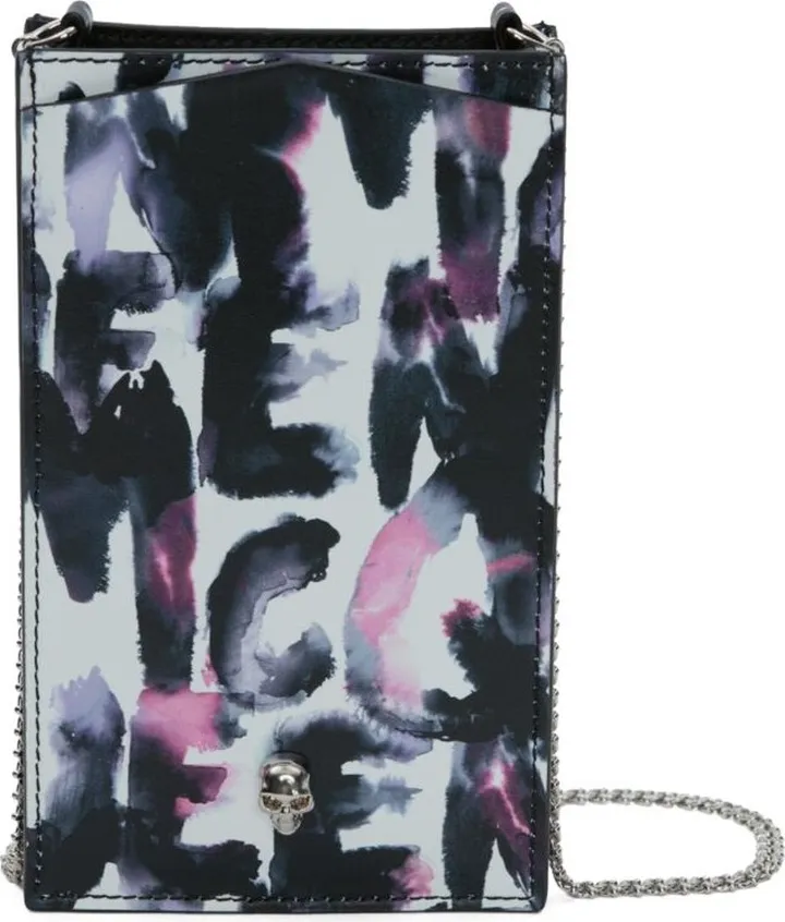 Alexander Mcqueen Leather Watercolour Graffiti Phone Case