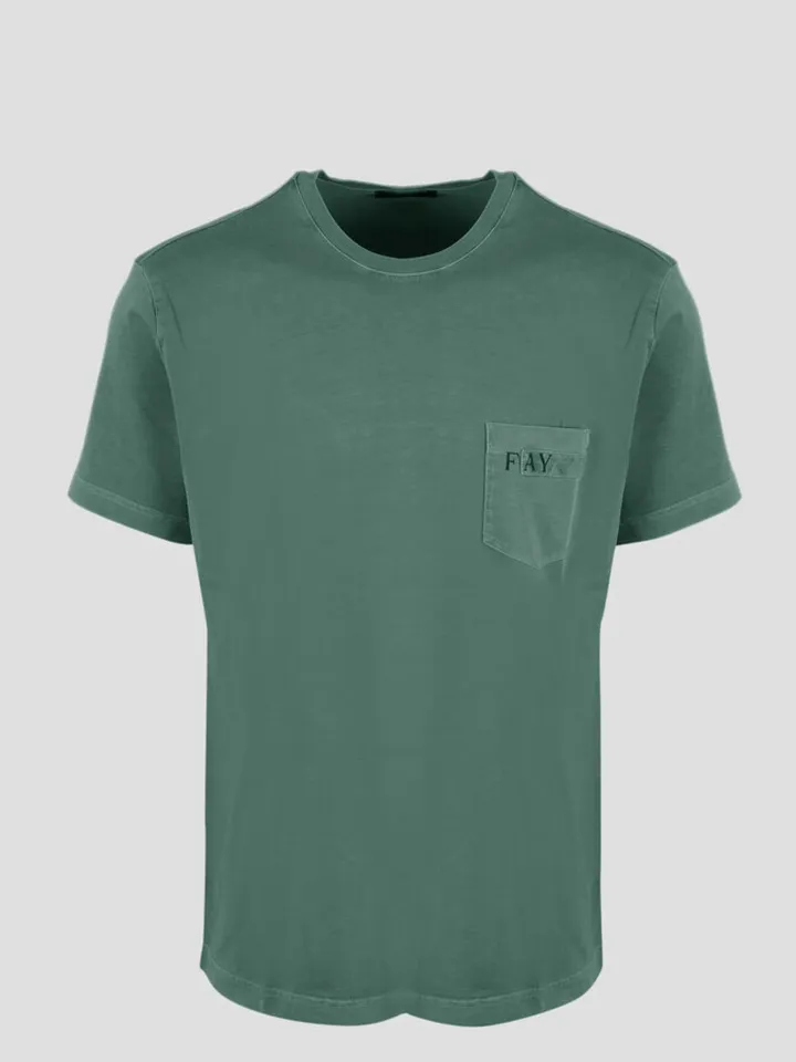 Fay T-shirt in frosted effect cotton jersey with logoed pocket on the chest.