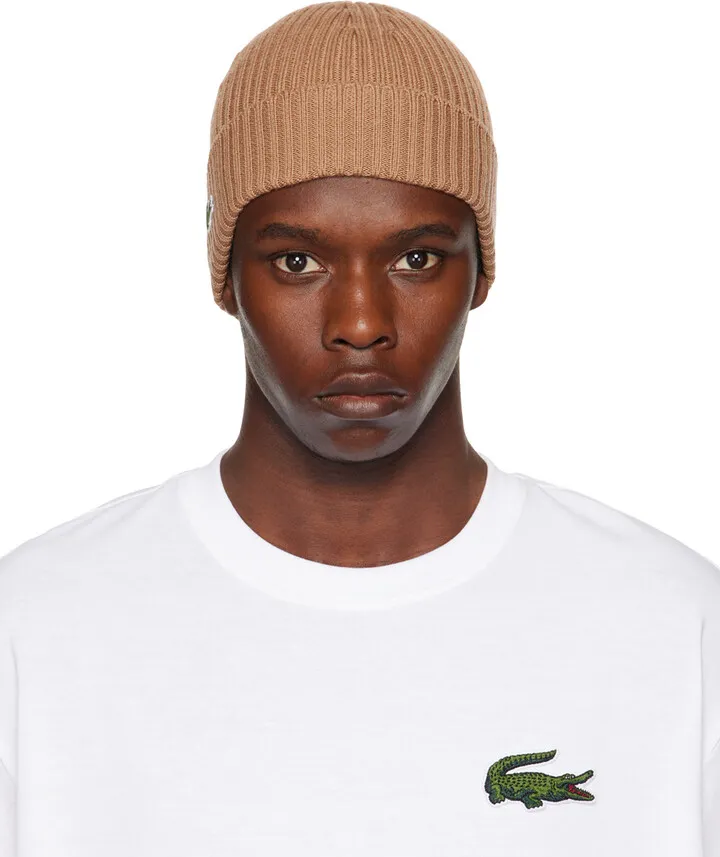 Lacoste Beige Wool Beanie