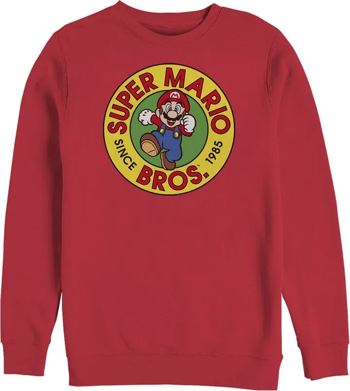 Men's Nintendo Super Mario Bros Since 1985 Badge Sweatshirt - Red - Medium