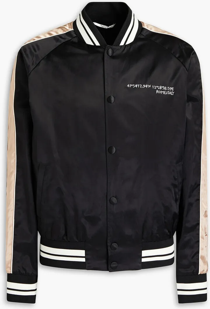 Embellished satin bomber jacket
