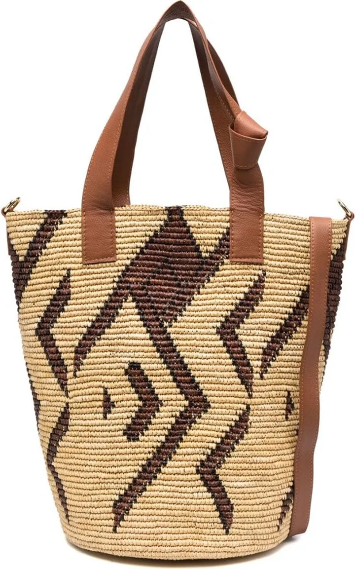 Patterned Straw Tote Bag
