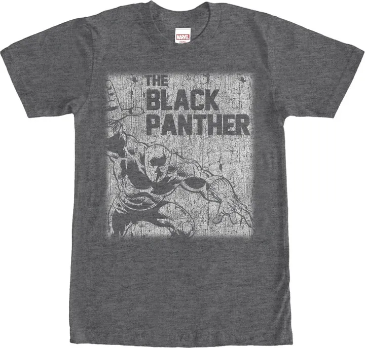 Men's Marvel Black Panther Chalk Print T-Shirt - Charcoal Heather - 2X Large