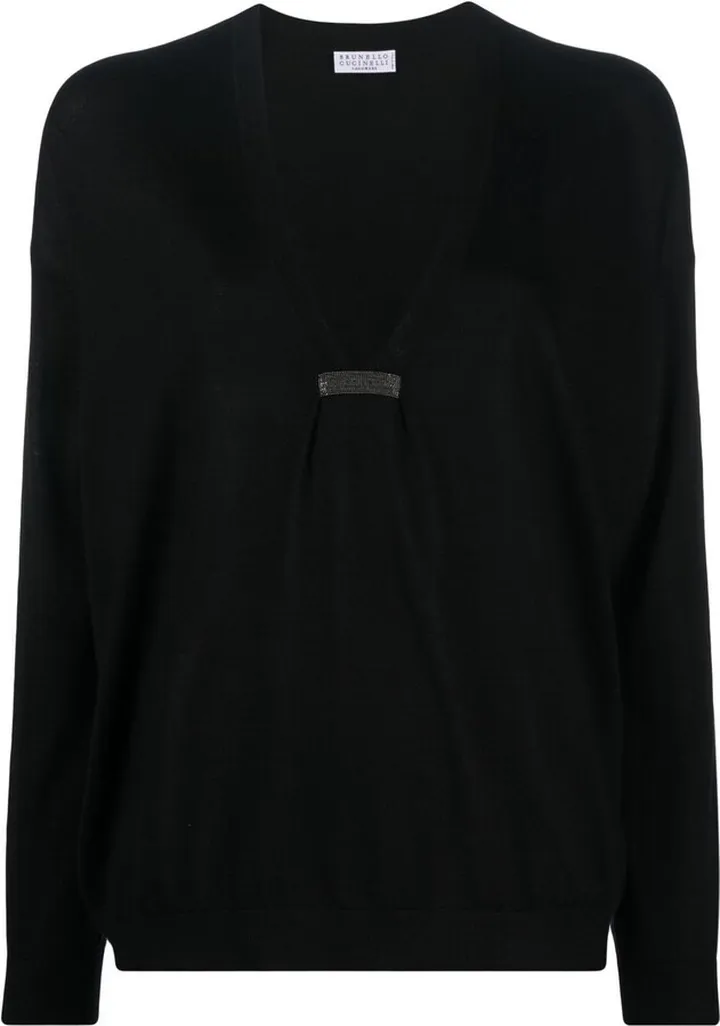 V-neck knitted jumper