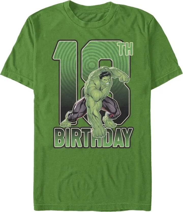 Men's Marvel Hulk Smash 18th Birthday T-Shirt - Kelly Green - Large