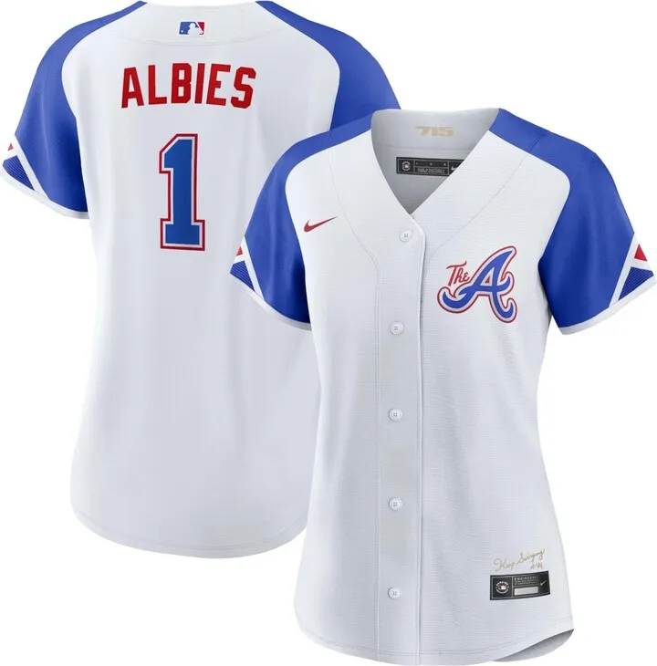 Women's Nike Ozzie Albies White Atlanta Braves 2023 City Connect Replica Player Jersey