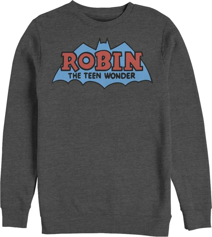 Men's Batman Logo Boy Wonder Robin Sweatshirt - Charcoal Heather - Medium